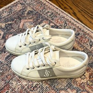 Jimmy Choo White and Silver Casual Sneakers
